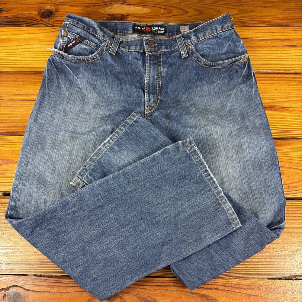 Ariat Work FR M4 Boot Low Rise Bootcut Blue Denim Men's Jeans Cotton 36x30